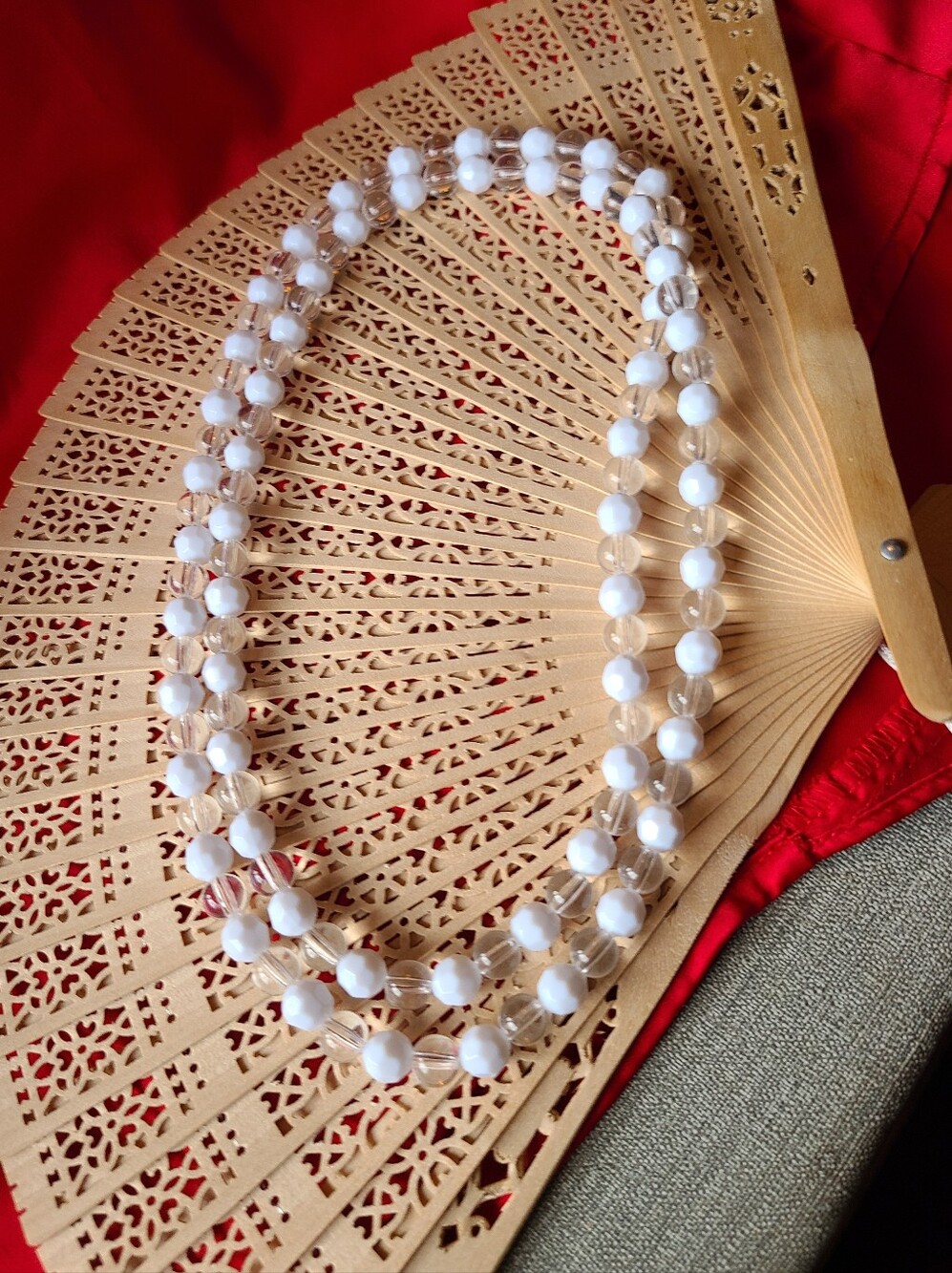 Vintage White and Clear Double Strand Necklace
